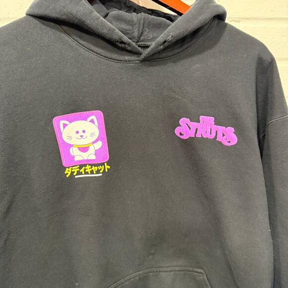 The Struts Lucky Cat Japanese Graphic Hoodie Black Men Lrg Band Merch Streetwear - Picture 5 of 13